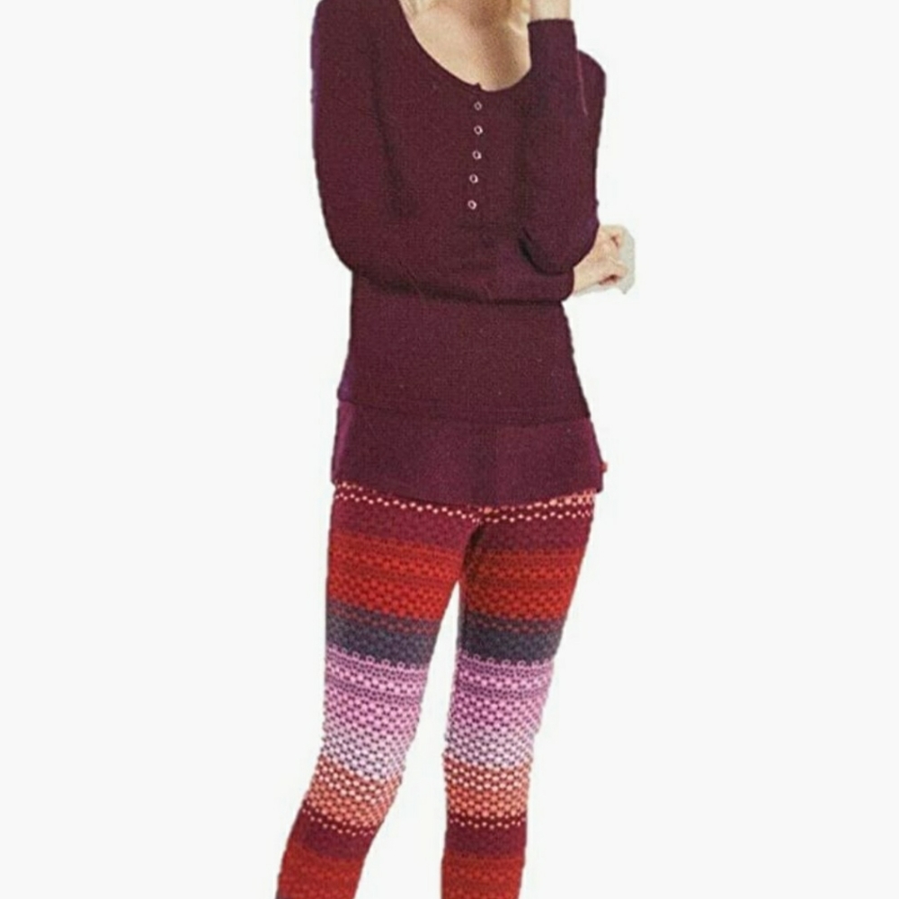 Natori Josie Women's Fireside Henley Pajama Set red